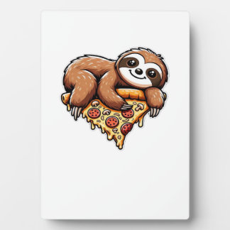Plaque Photo Paresseux drôle mangeant de la Pizza, Animal Kawai