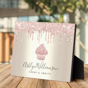 Plaque Photo Parties scintillant Cupcake rose Drives boulangeri