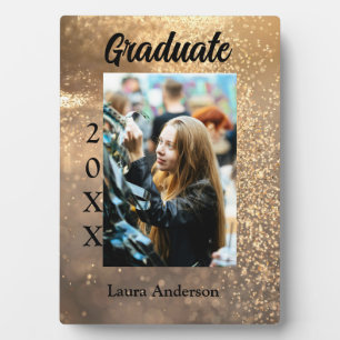 Plaque Photo Parties scintillant d'or photo graduation ajouter