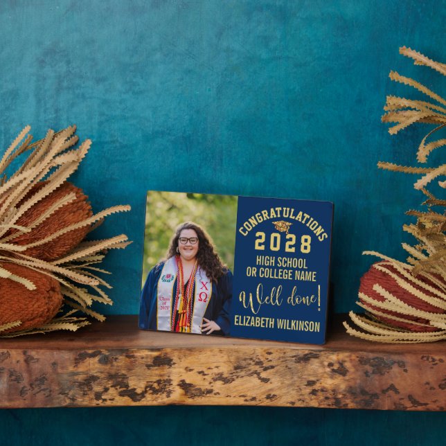 Plaque Photo Parties scintillant d'or Script Gras Diplôme photo (Côté)