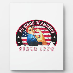 Plaque Photo Pas de rois en Amérique depuis 1776 Drapeau USA Sa