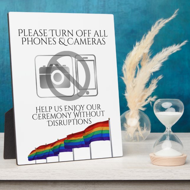 Plaque Photo Pas de téléphone ou de caméra Gay pride Mariage dr (Côté)