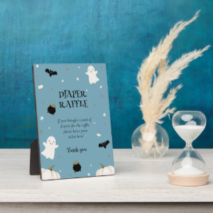 Plaque Photo Pastel Blue Halloween Baby shower Déchets Raffle