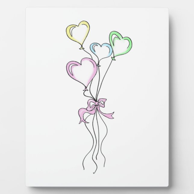 Plaque Photo Pastel Colours Ballons Coeur (Devant)