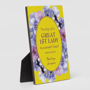 Plaque Photo Pastor Appreciation 1ST LADY   Floral Thank You