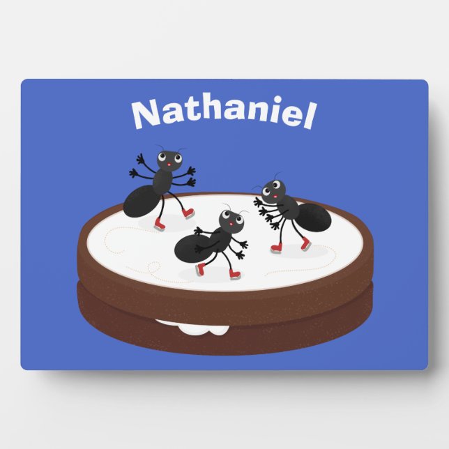 Plaque Photo Patinage sur glace de fourmis joyeuses sur dessin  (Devant)