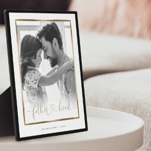 Plaque Photo Patrihood EST. Elégante photo Black & Gold Frame