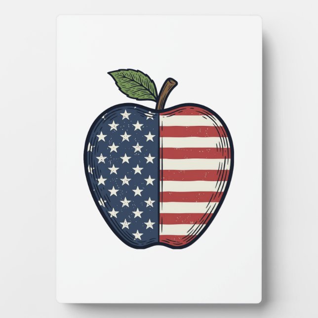 Plaque Photo Patriotic Apple Vintage Engraving Vector Design_1 (Devant)