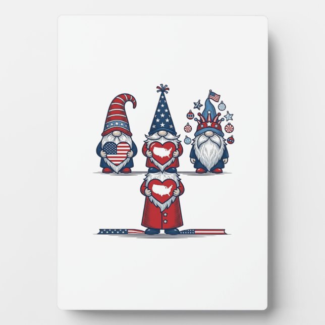Plaque Photo Patriotic Gnome Trio Vintage Vector Design_1 (Devant)