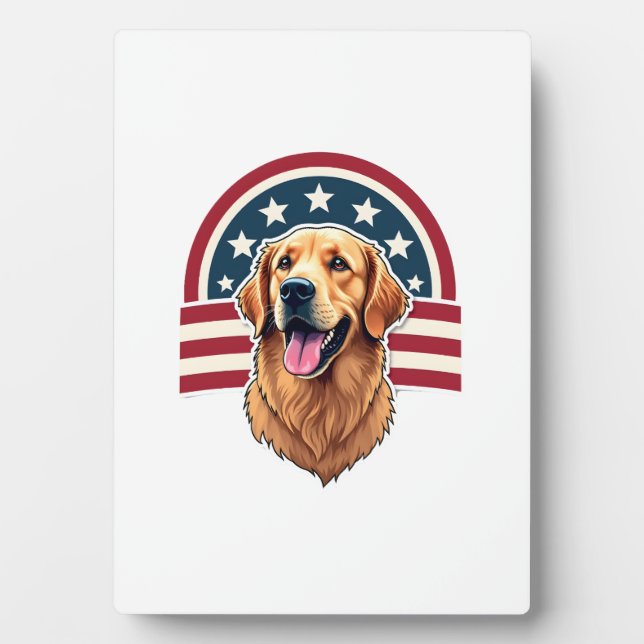 Plaque Photo Patriotic Golden Retriever Arc Layout Shirt 2 (Devant)