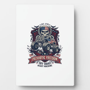 Plaque Photo Patriotique 1776 Hors Route Crâne Monster Truck Lo