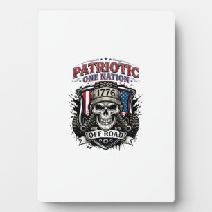 Plaque Photo Patriotique 1776 Tout Terrain Crâne Monster Truck