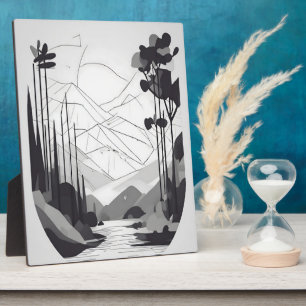 Plaque Photo Paysage minimaliste noir et blanc Art Abstrait