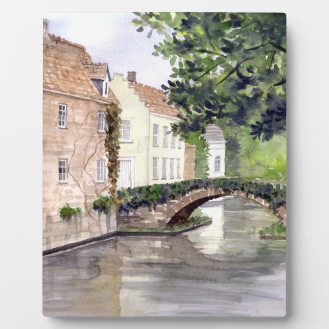 Plaque Photo Peinture aquarelle de Bruges par Farida Greenfield (Devant)