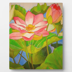 Plaque Photo Peinture artistique aquarelle du nénuphar rose lot
