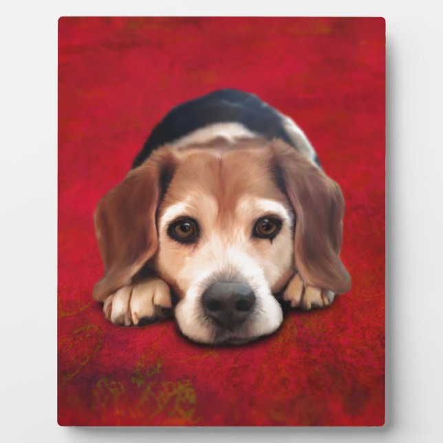 Plaque Photo Peinture beagle Art Chien Art (Devant)