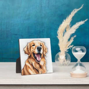 Plaque Photo Peinture Golden Retriever   Art de table pour anim