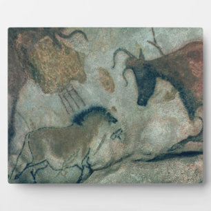 Plaque Photo Peinture rocheuse montrant un cheval et une vache,