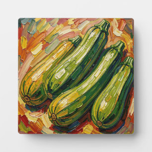 Plaque Photo Peinture vibrante de courgettes à l'impasto