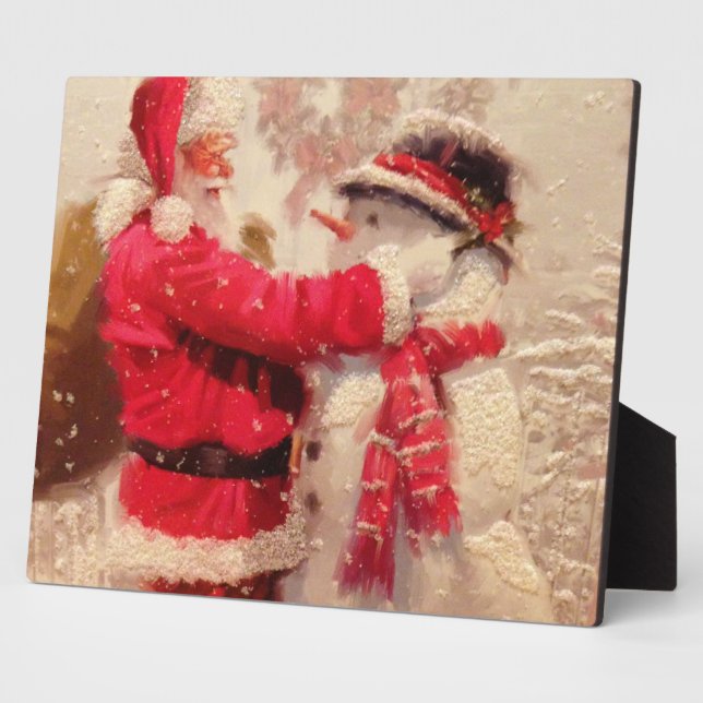 Plaque Photo Père Noël et snowman (Côté)