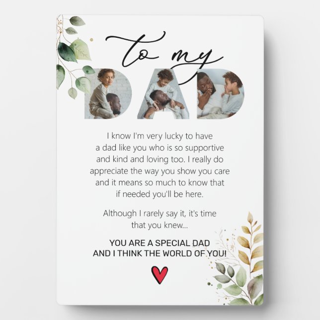 Plaque Photo Père Spécial Keepsaké Dit Eucalyptus (Devant)
