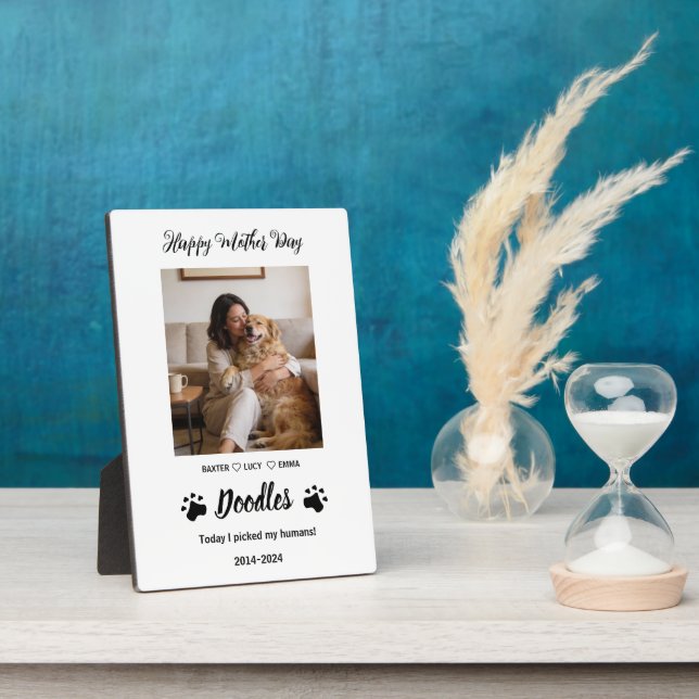 Plaque Photo Personalized Dog Mom with Custom Name | Happy  (Côté)