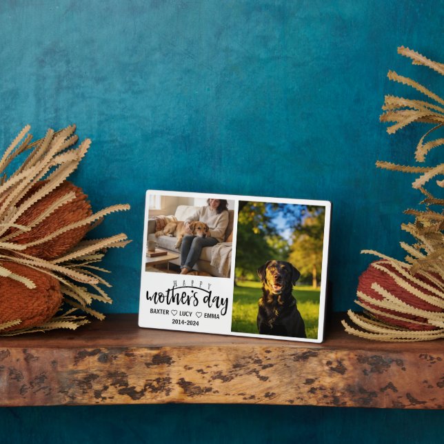 Plaque Photo Personalized Dog Mom with Custom Name | Happy  (Côté)