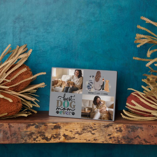 Plaque Photo Personalized Dog Mom with Custom Name | Happy  (Côté)