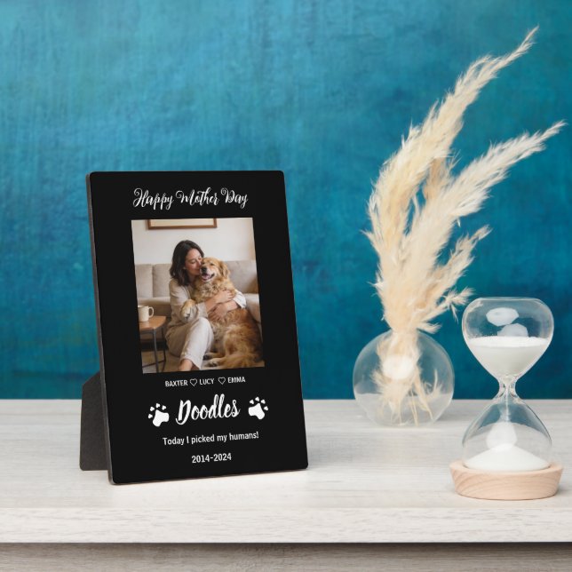 Plaque Photo Personalized Dog Mom with Custom Name | Happy  (Côté)