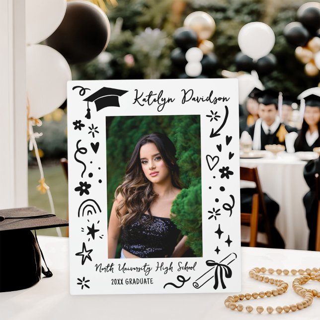 Plaque Photo Personalized Doodle Graduation Photo Keepsake (Créateur téléchargé)