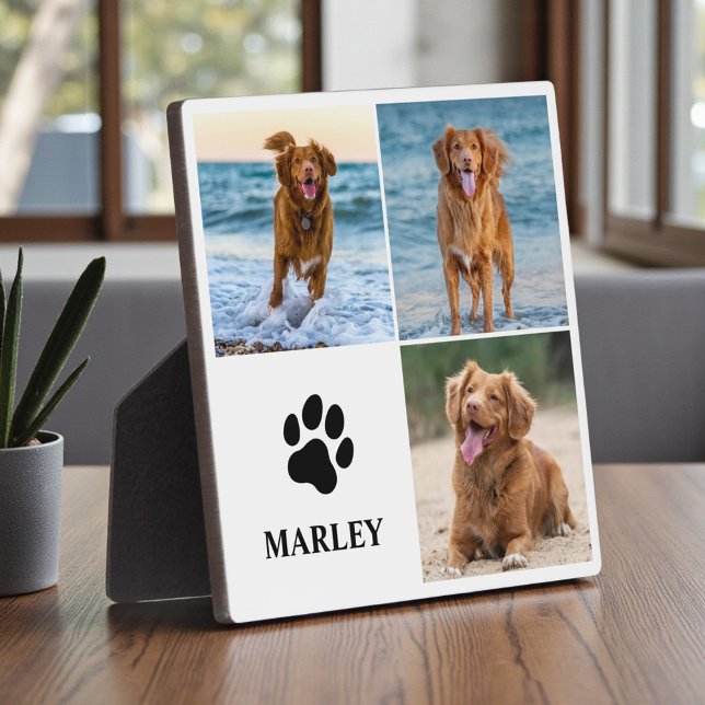 Plaque Photo Personalized Paw Dog Lover Photo Collage Pet (Créateur téléchargé)