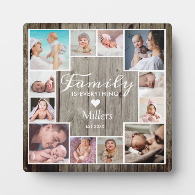 Plaque Photo Personnalisé 12 Cadre Photo Famille Collage Bois r (Devant)