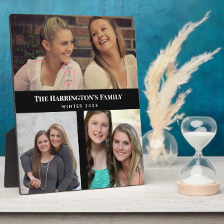 Plaque Photo Personnalisé 3 sections Famille Photo Collage Blac