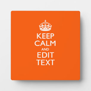 Plaque Photo Personnalisé GARDER CALME Votre Texte Décor Orange