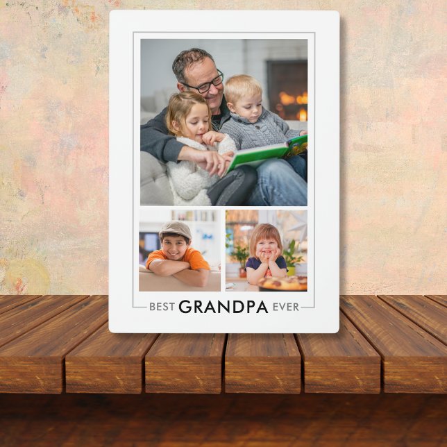 Plaque Photo Personnalisé Meilleur Grand-Père Ever 3 Photo Coll (Créateur téléchargé)