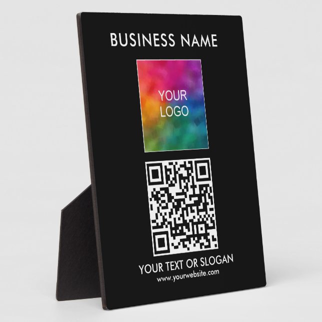 Plaque Photo Personnalisez votre logo professionnel Slogan QR C (Côté)