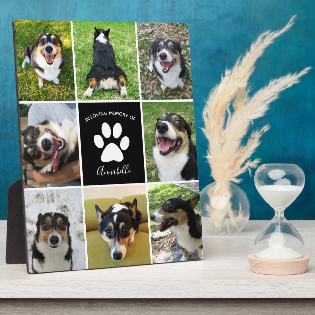 Plaque Photo Pet Memorial Custom Chien Photo Collage Empreinte  (Côté)