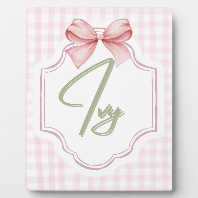 Plaque Photo Petite fille Ivy personnalisée Bow&En vichy (Devant)