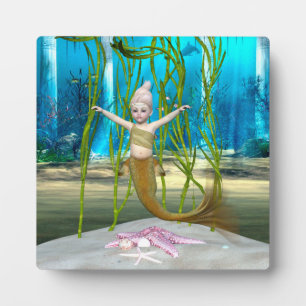 Plaque Photo Petite Sirène Fantaisie Fille, Océan Bleu