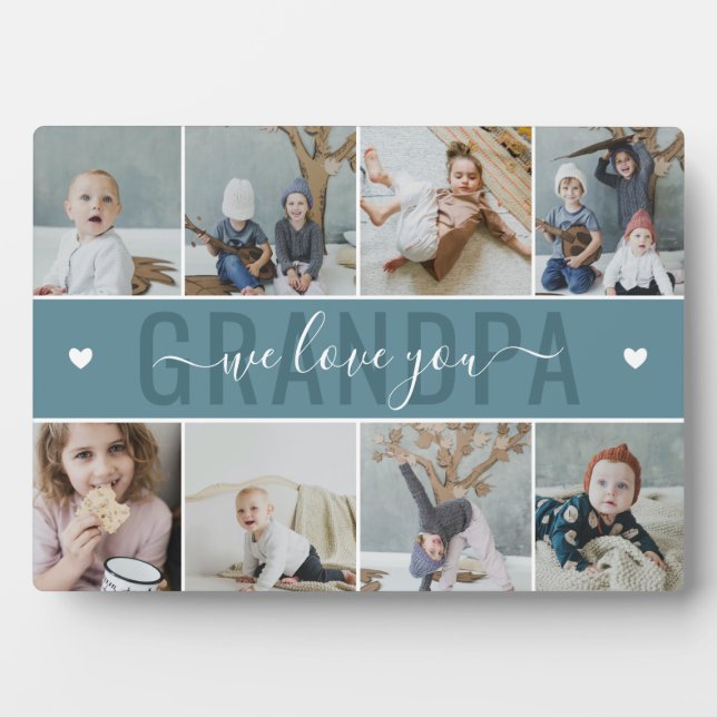 Plaque Photo Petrol Blue We Love You Grand-pa Photo Collage (Devant)