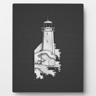 Plaque Photo Phare Chrome Style sur fibre de carbone