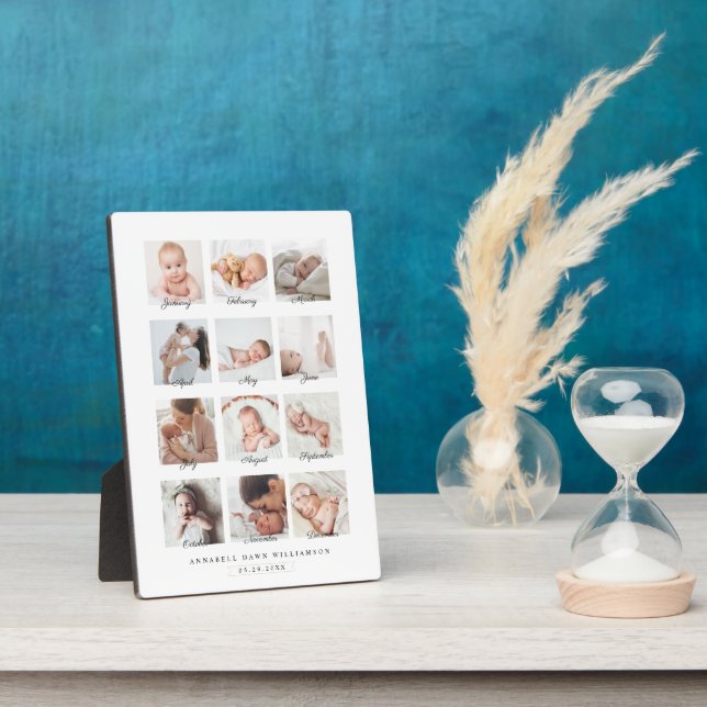 Plaque Photo Photo Collage mensuel de la première année du bébé (Côté)