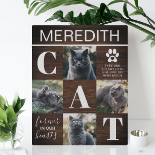 Plaque Photo Photo commémorative de chats en bois rustique
