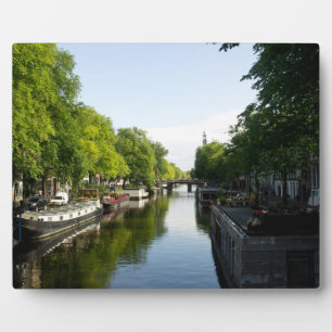 Plaque Photo Photo de canal panoramique d'Amsterdam et de pénic