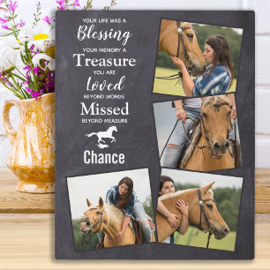 Plaque Photo Photo de cheval Souvenir en ardoise rustique Mémor