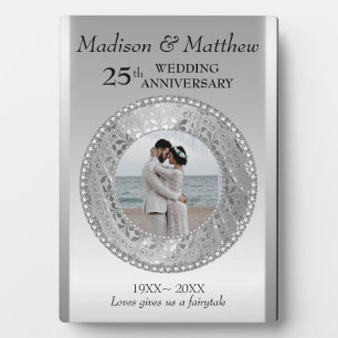 Plaque Photo Photo de Custom Silver Background Anniversary Plaq