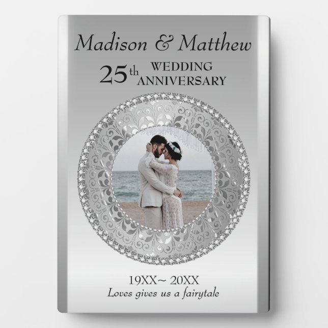 Plaque Photo Photo de Custom Silver Background Anniversary Plaq (Devant)
