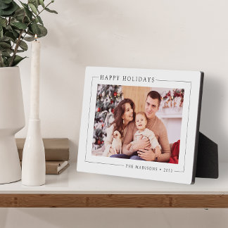 Plaque Photo Photo de famille de Noël minimaliste simple