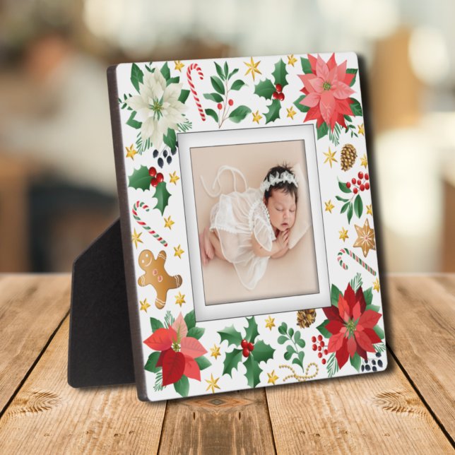 Plaque Photo Photo de famille sans cadre de Noël (Christmas Frameless Family Photo Easel Back Plaque)