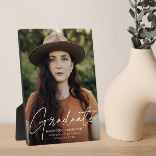 Plaque Photo Photo de Graduate moderne White Script Graduate